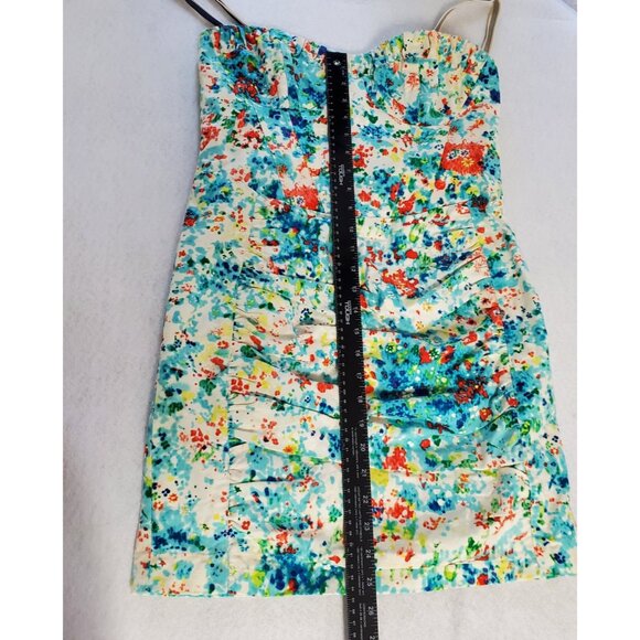 Nanette Lepore White & Multicolor Printed Sleeveless Rouched Sheath Dress sz 6 - Picture 11 of 16